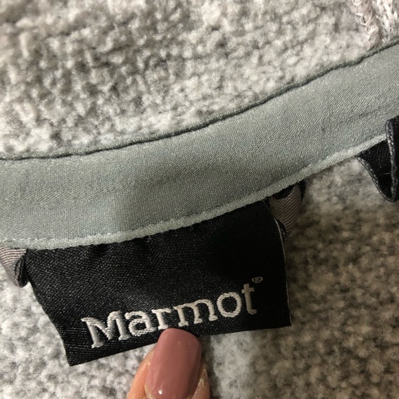Marmot heathered grey zip hoodie. A50 - Picture 6 of 8